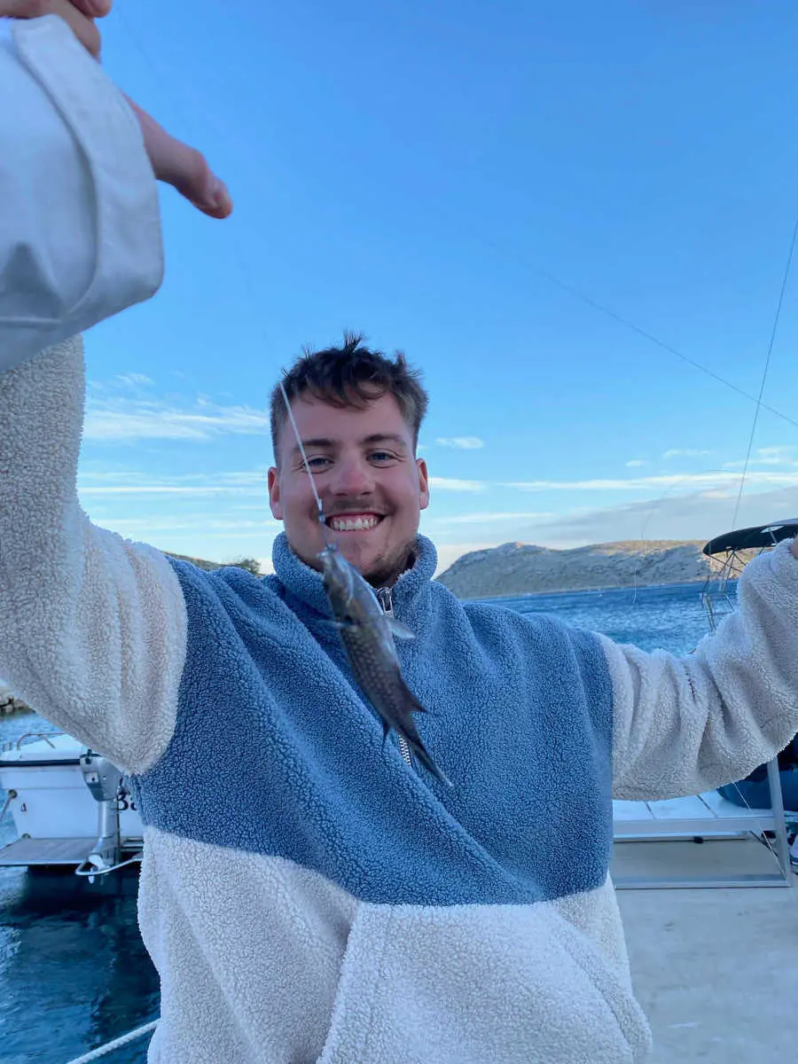 Fishing on a sailboat